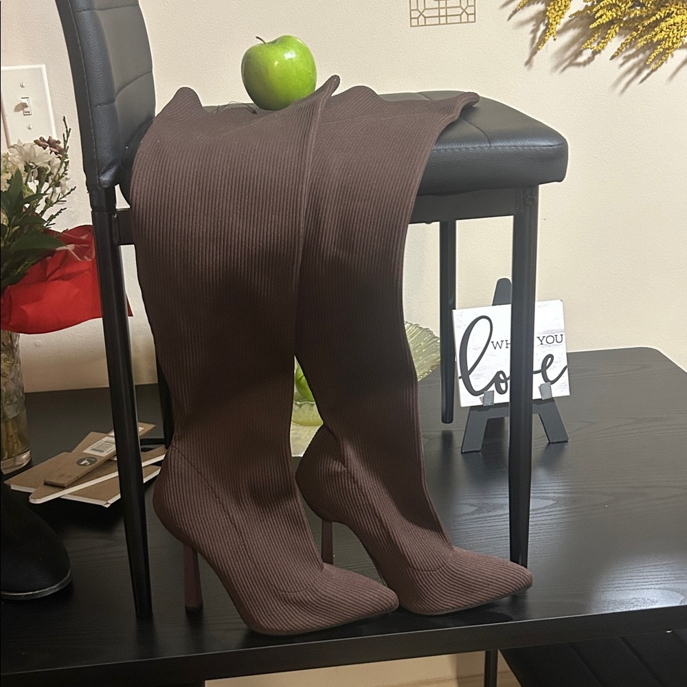 Elegant Brown Women's  Above Knee High Boots Chocolate Brown